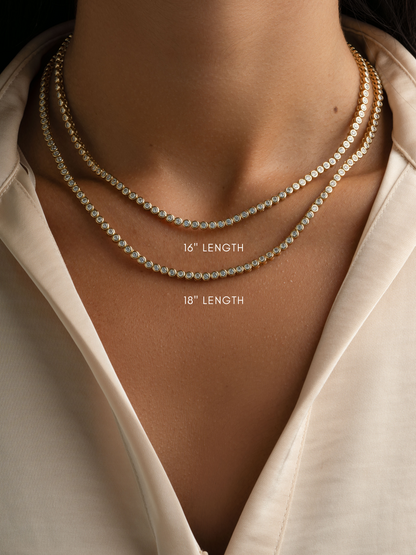 2.5mm Round Bezel Tennis Necklace