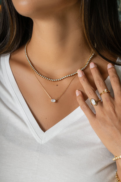 2.5mm Round Bezel Tennis Necklace