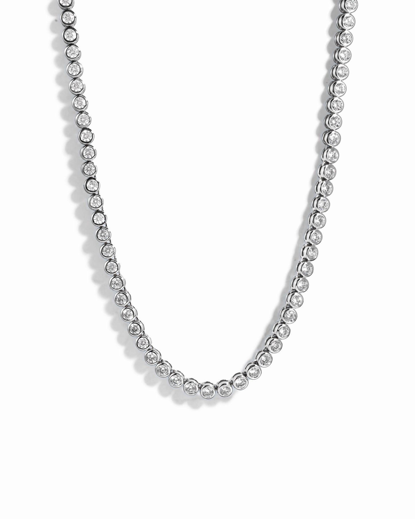 3mm Round Bezel Tennis Necklace