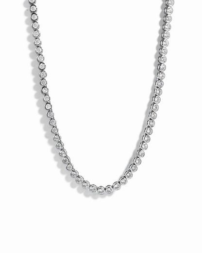 3mm Round Bezel Tennis Necklace