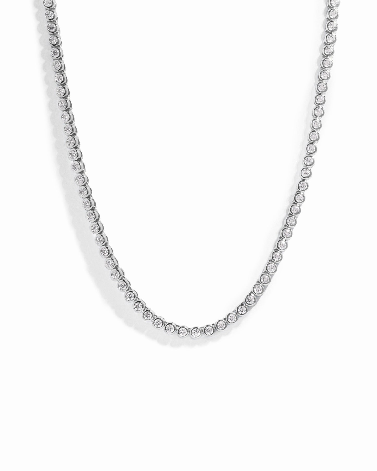 2.5mm Round Bezel Tennis Necklace