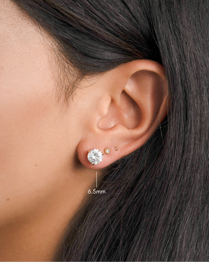 6.5mm Round Solitaire Stud Earrings
