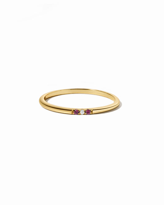 Ruby 3 Stone Diamond Ring