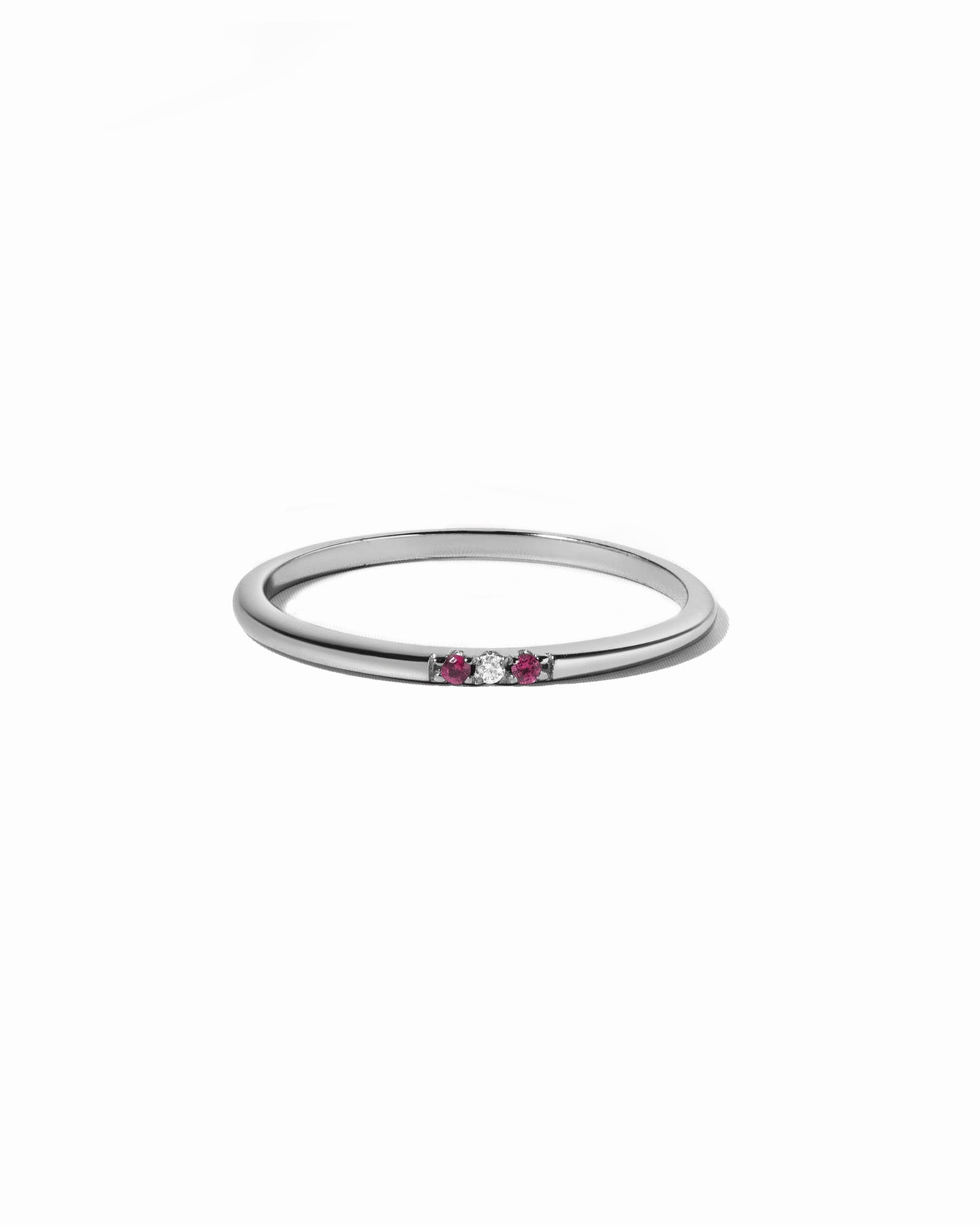 Ruby 3 Stone Diamond Ring