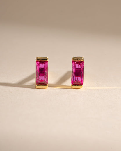 Ruby Baguette Stud Earrings