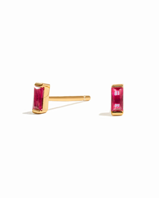 Ruby Baguette Stud Earrings