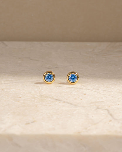 Aquamarine Bezel Dome Studs