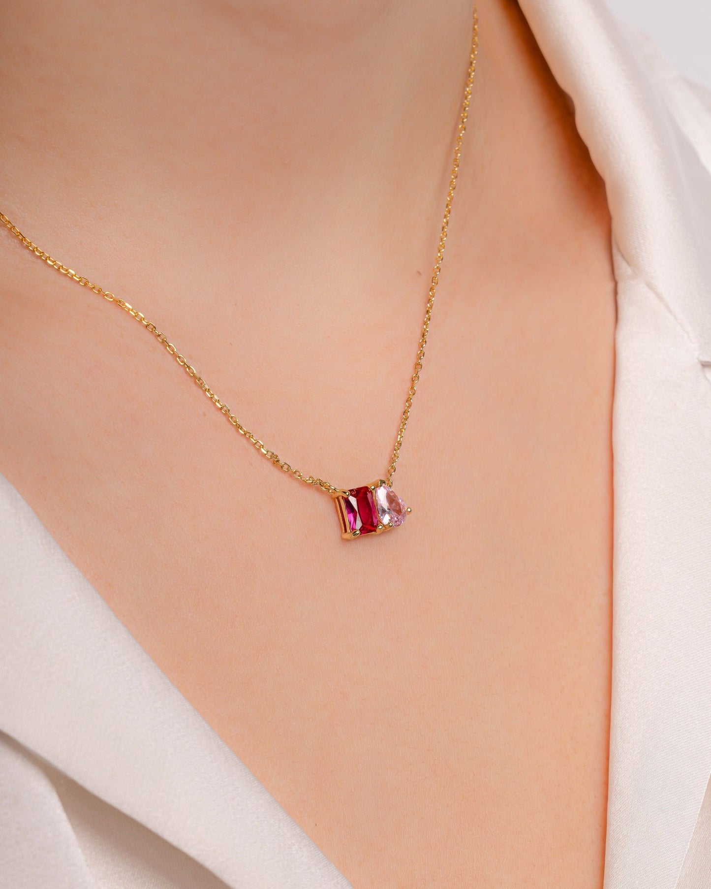Custom Toi Et Moi Birthstone Necklace