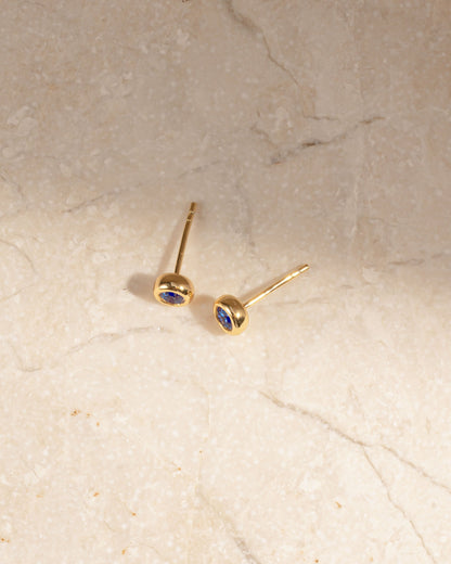 Aquamarine Bezel Dome Studs