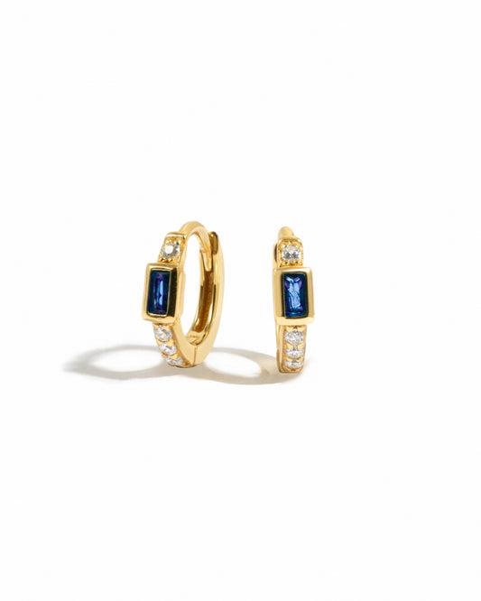 Sapphire Baguette Huggie Earrings