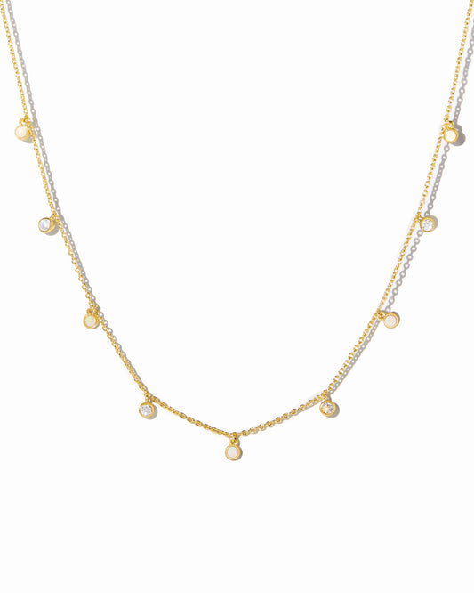 Opal & CZ Charm Necklace