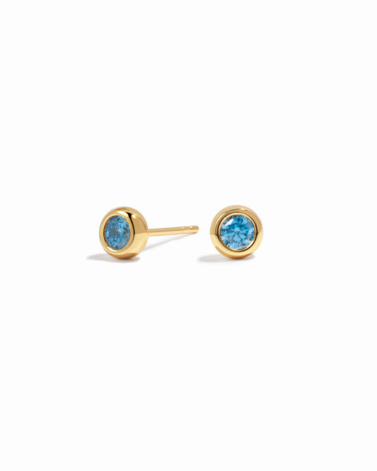Aquamarine Bezel Dome Studs