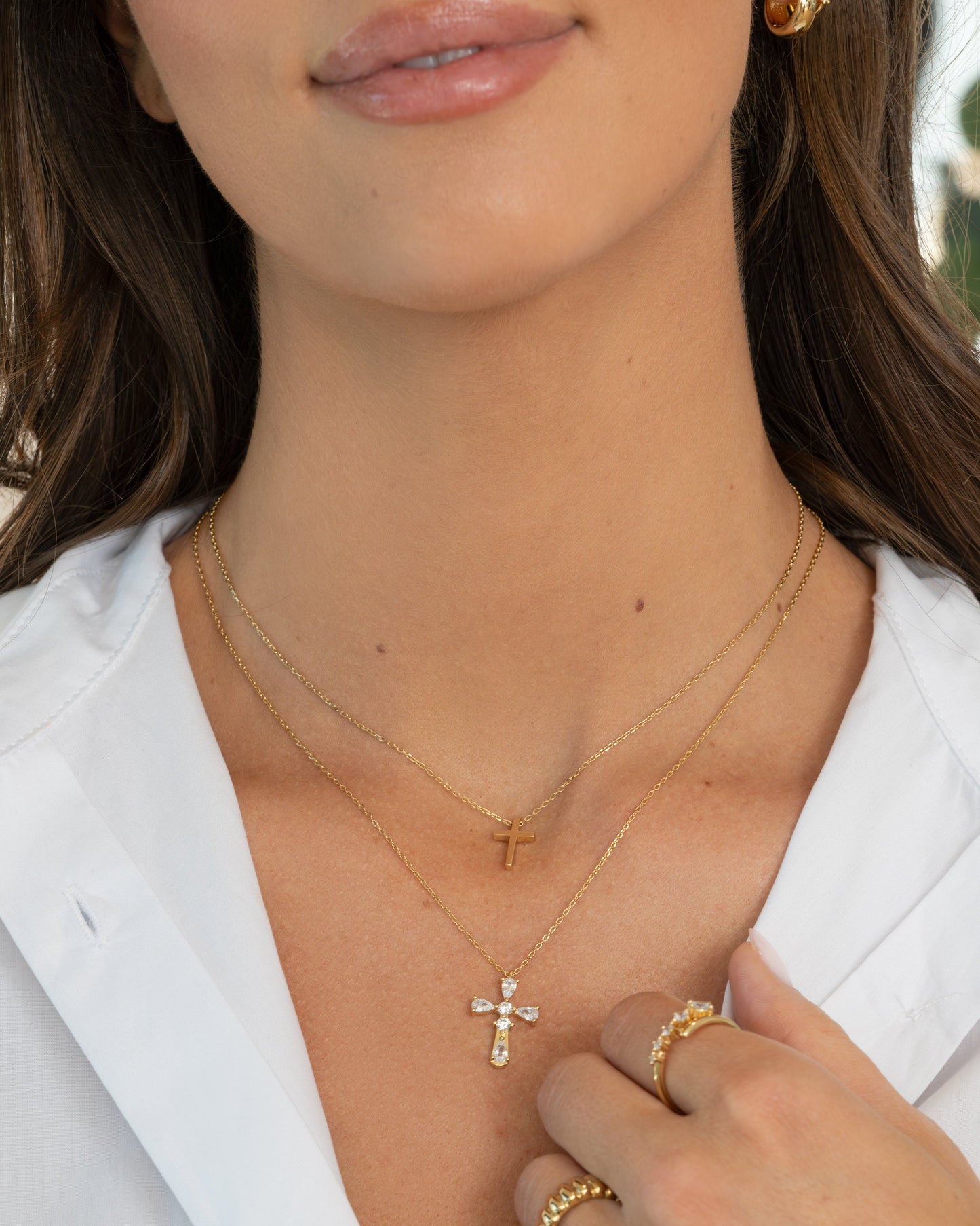 Pear Cut Cross Necklace