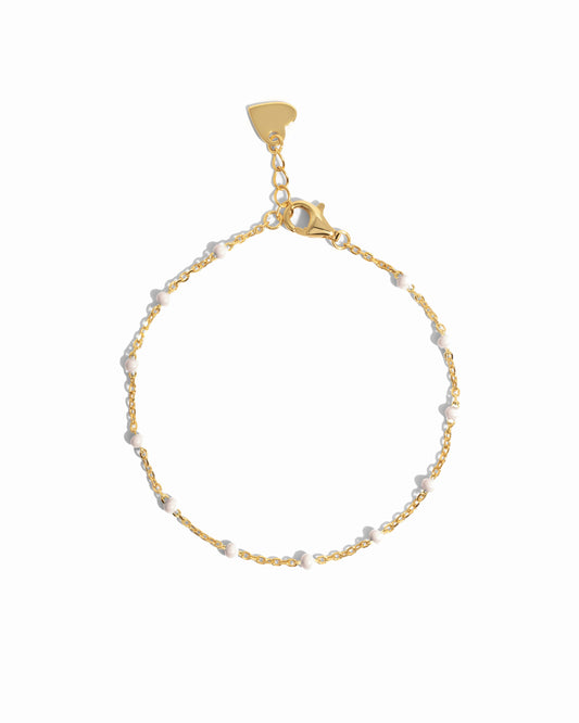 White Enamel Beaded Bracelet