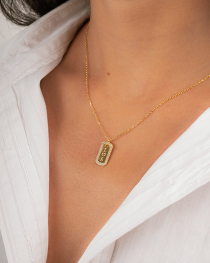 Custom Pavé Tag Necklace