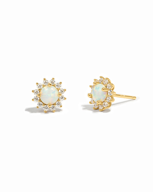 Sunburst Opal Halo Studs