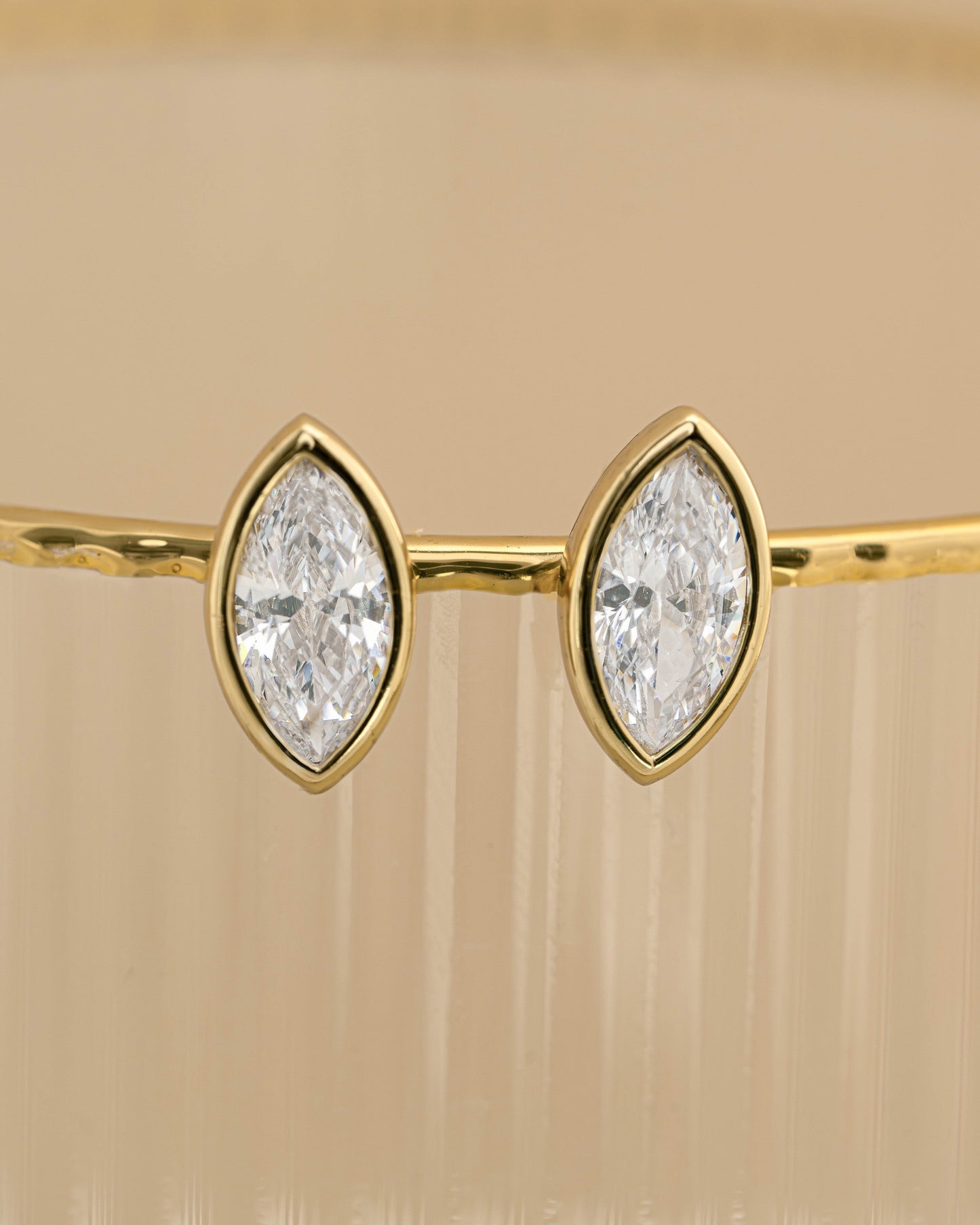 Marquise Bezel Stud Earrings