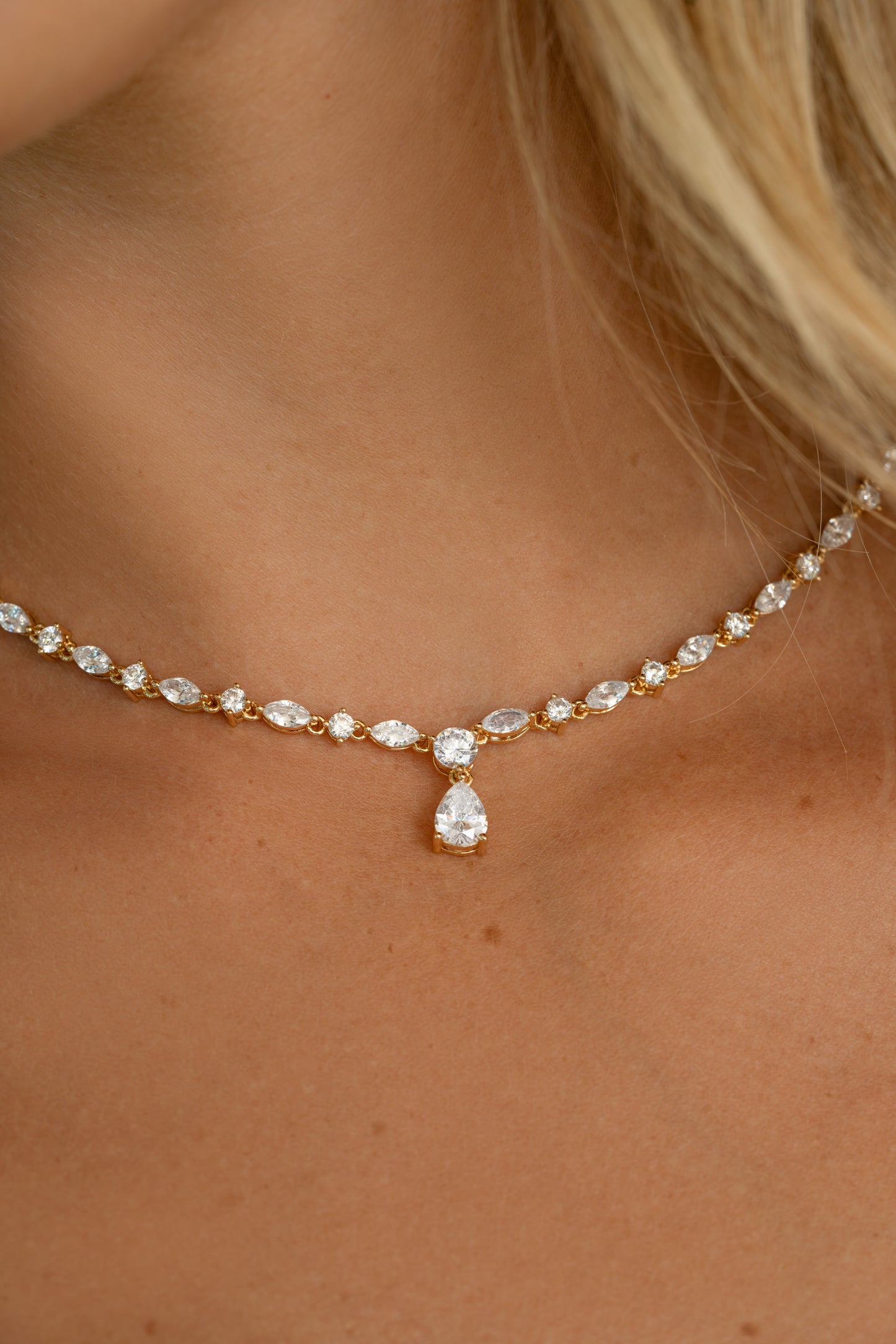Pear Tennis Necklace