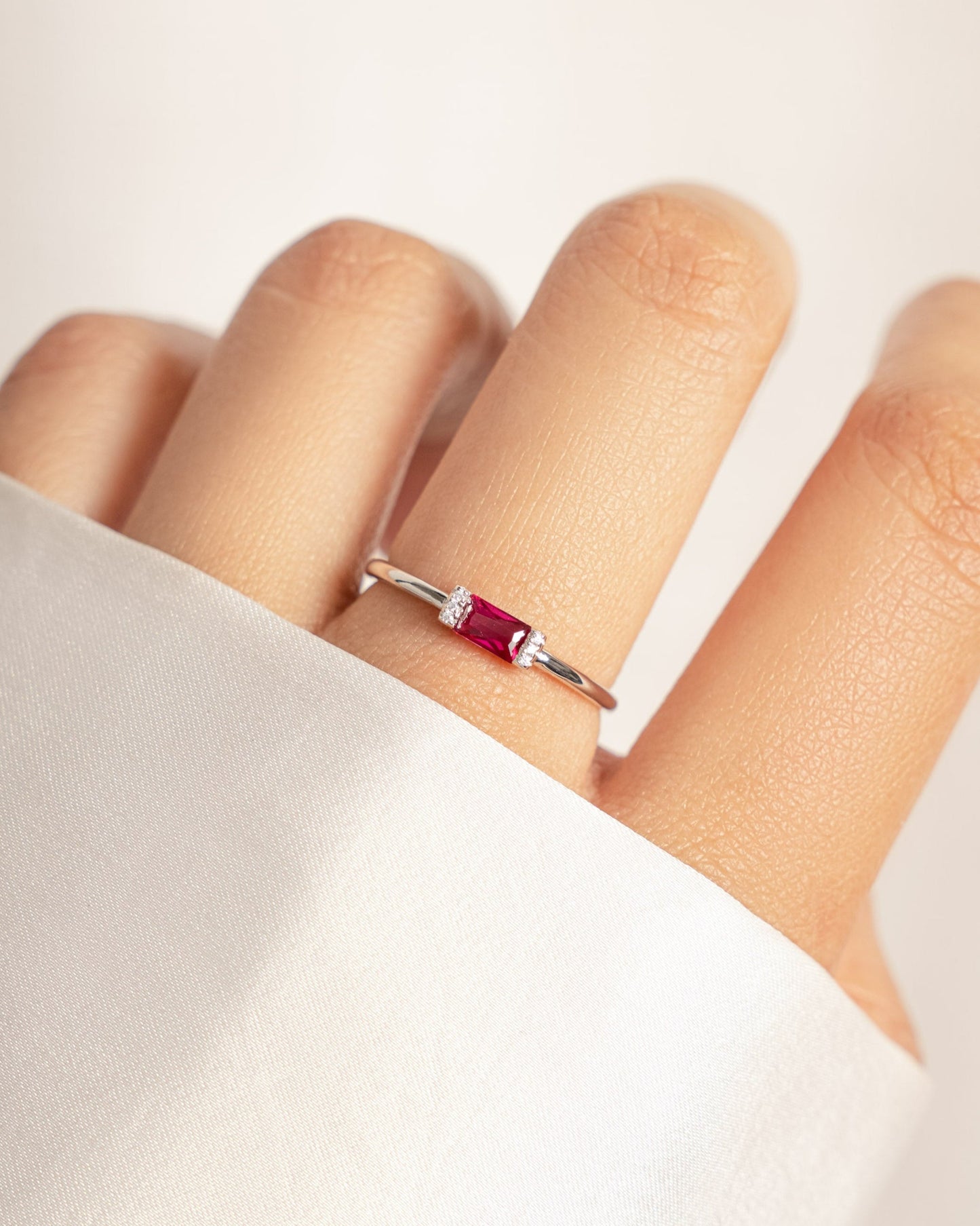 Ruby Simple Baguette Ring