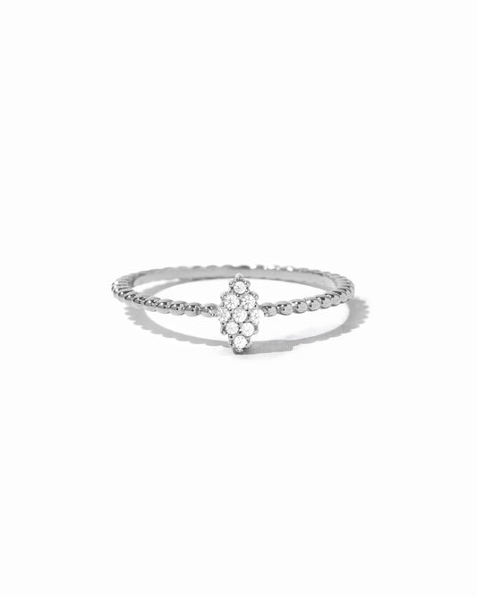 Beaded CZ Kite Ring