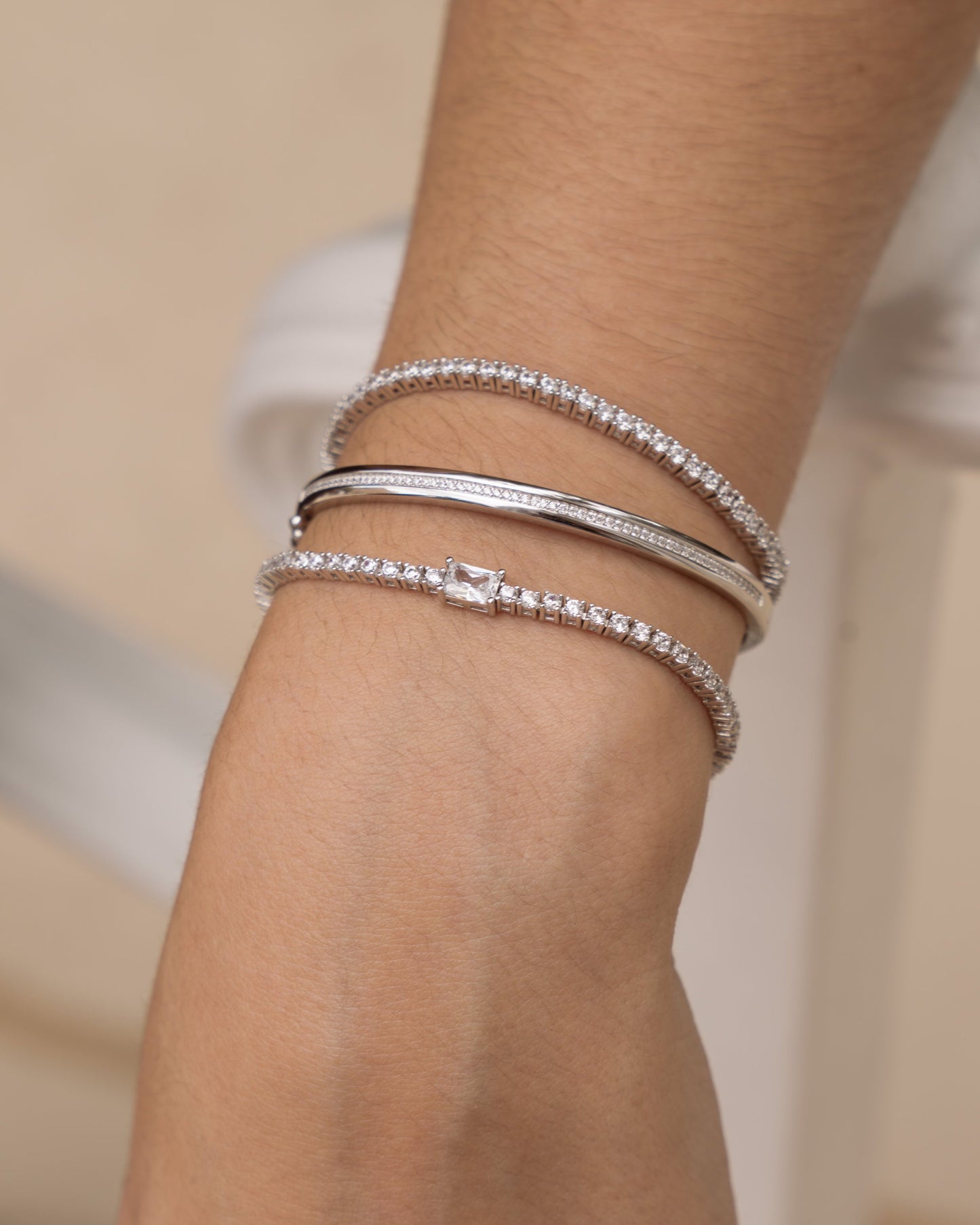 Striped Pavé Diamond Bangle