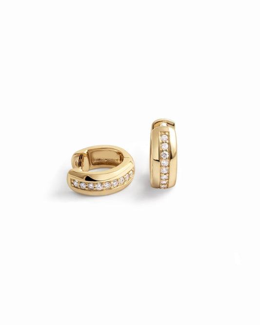 Stripe Diamond Huggie Earrings