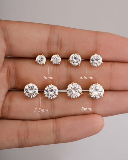 5mm Round Solitaire Stud Earrings (Multiple Sizes Available)