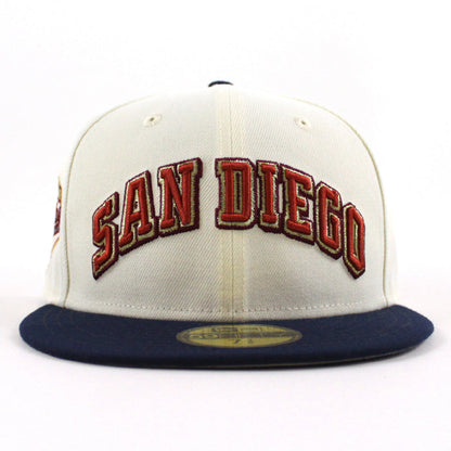 San Diego Padres 1969-1999 New Era 59Fifty Fitted Hat (Chrome White, OceanSide Blue Gray Under Brim)