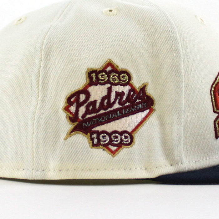 San Diego Padres 1969-1999 New Era 59Fifty Fitted Hat (Chrome White, OceanSide Blue Gray Under Brim)