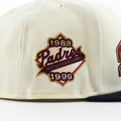 San Diego Padres 1969-1999 New Era 59Fifty Fitted Hat (Chrome White, OceanSide Blue Gray Under Brim)