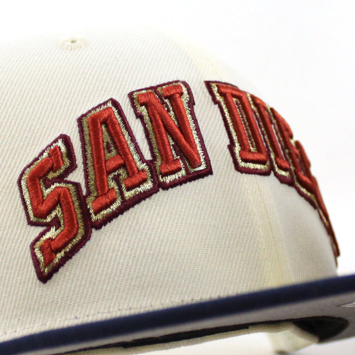 San Diego Padres 1969-1999 New Era 59Fifty Fitted Hat (Chrome White, OceanSide Blue Gray Under Brim)