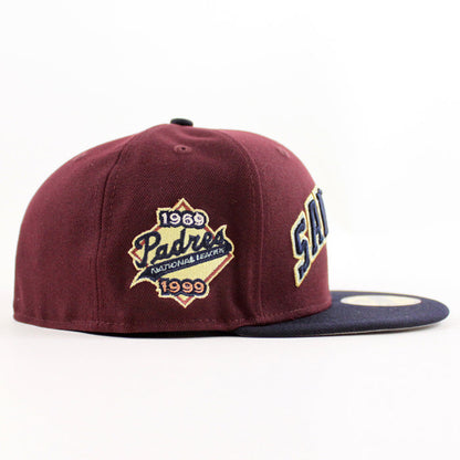 San Diego Padres 30th Anniversary New Era 59Fifty Fitted Hat (Maroon Navy Gray Under Brim)