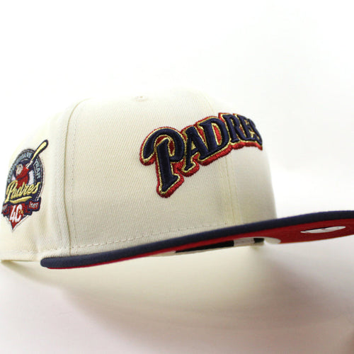 San Diego Padres 40th Anniversary New Era 59Fifty Fitted Hat (Chrome Night Shift Navy Scarlet Under Brim)