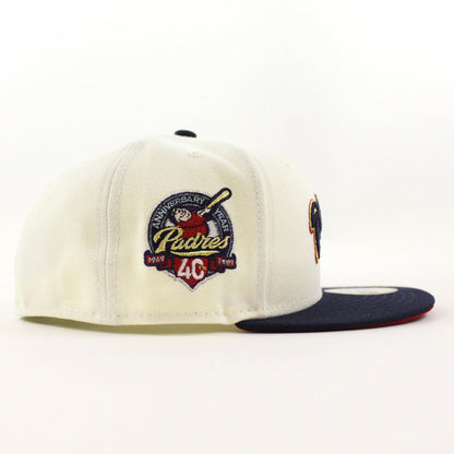 San Diego Padres 40th Anniversary New Era 59Fifty Fitted Hat (Chrome Night Shift Navy Scarlet Under Brim)