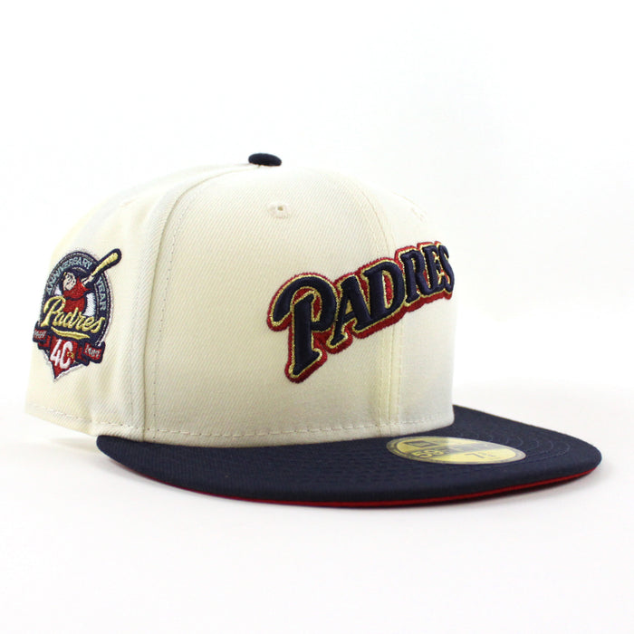 San Diego Padres 40th Anniversary New Era 59Fifty Fitted Hat (Chrome Night Shift Navy Scarlet Under Brim)