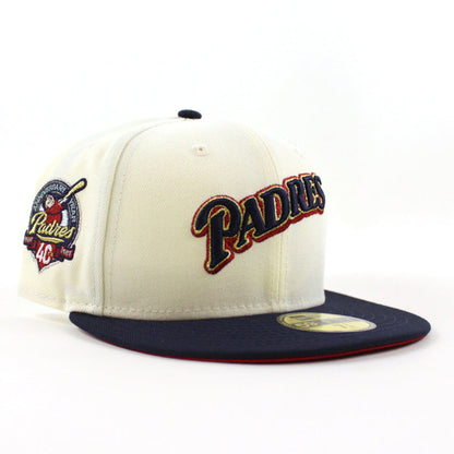 San Diego Padres 40th Anniversary New Era 59Fifty Fitted Hat (Chrome Night Shift Navy Scarlet Under Brim)