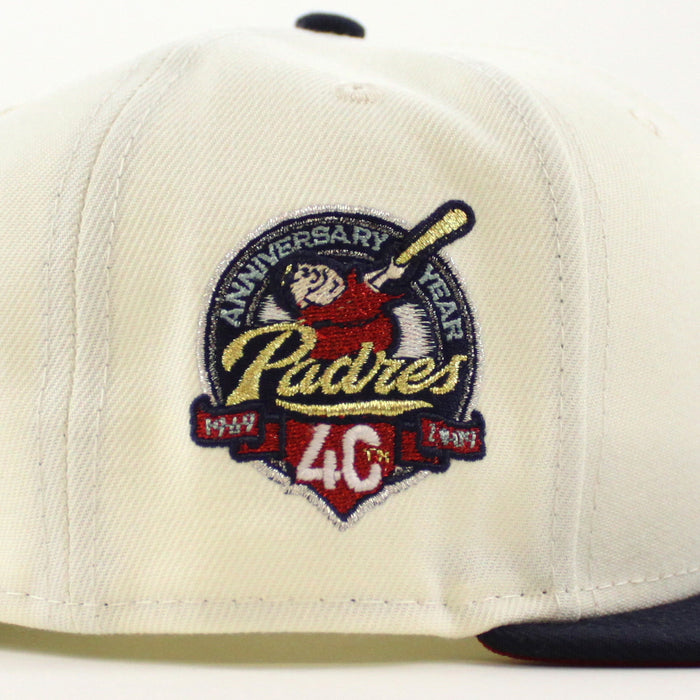 San Diego Padres 40th Anniversary New Era 59Fifty Fitted Hat (Chrome Night Shift Navy Scarlet Under Brim)