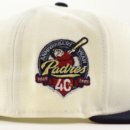 San Diego Padres 40th Anniversary New Era 59Fifty Fitted Hat (Chrome Night Shift Navy Scarlet Under Brim)