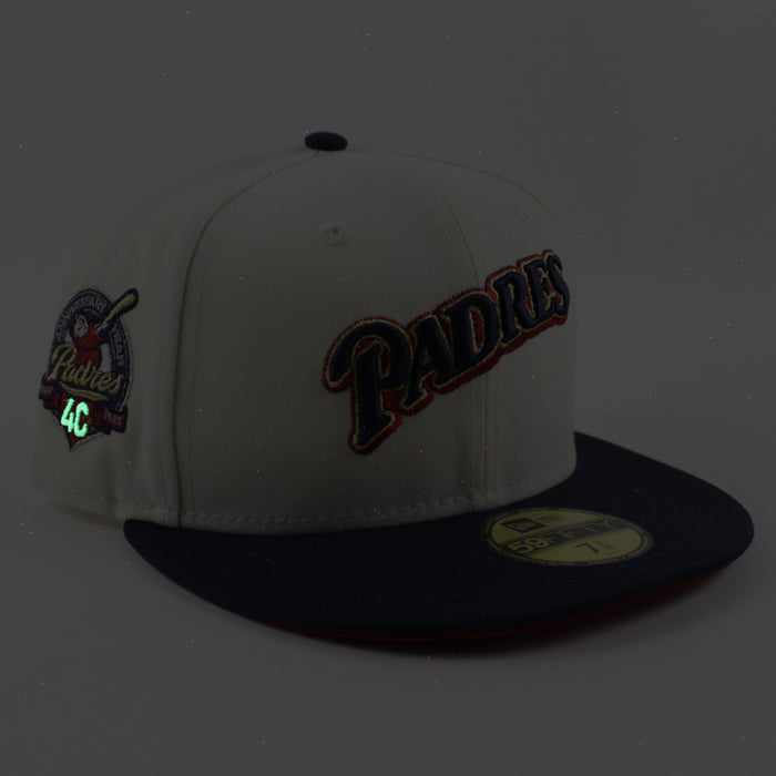 San Diego Padres 40th Anniversary New Era 59Fifty Fitted Hat (Chrome Night Shift Navy Scarlet Under Brim)