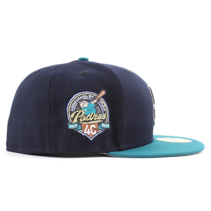 San Diego Padres 40TH ANNIVERSARY New Era 59Fifty Fitted Hat (Navy Aqua Gray Under Brim)