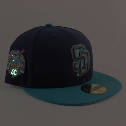 San Diego Padres 40TH ANNIVERSARY New Era 59Fifty Fitted Hat (Navy Aqua Gray Under Brim)