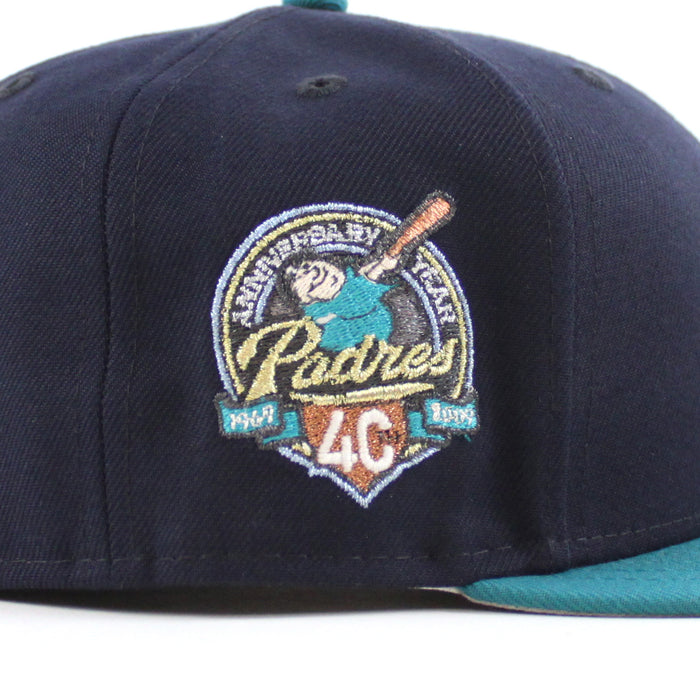 San Diego Padres 40TH ANNIVERSARY New Era 59Fifty Fitted Hat (Navy Aqua Gray Under Brim)