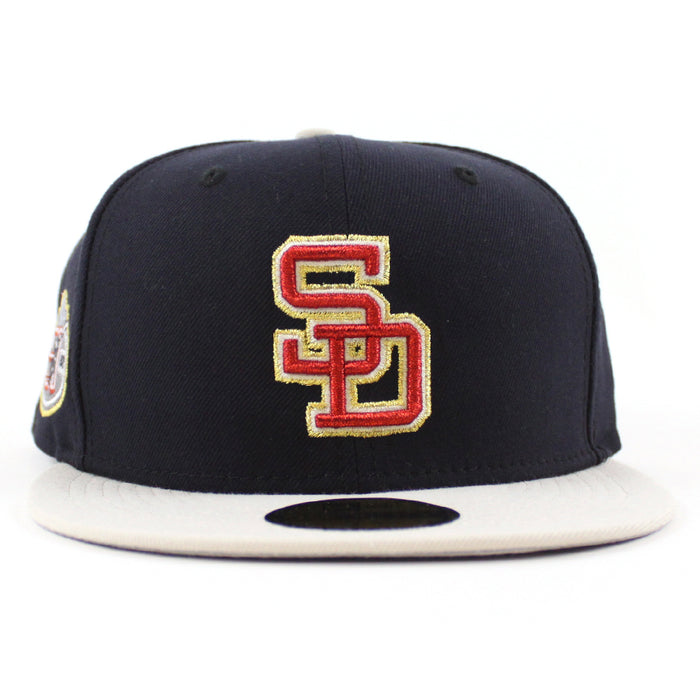 San Diego Padres 50TH ANNIVERSARY New Era 59Fifty Fitted Hat (Navy Stone Gray Under Brim)