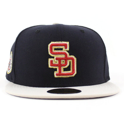 San Diego Padres 50TH ANNIVERSARY New Era 59Fifty Fitted Hat (Navy Stone Gray Under Brim)