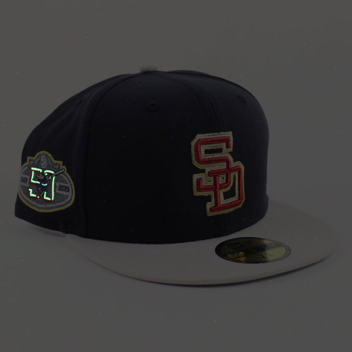 San Diego Padres 50TH ANNIVERSARY New Era 59Fifty Fitted Hat (Navy Stone Gray Under Brim)