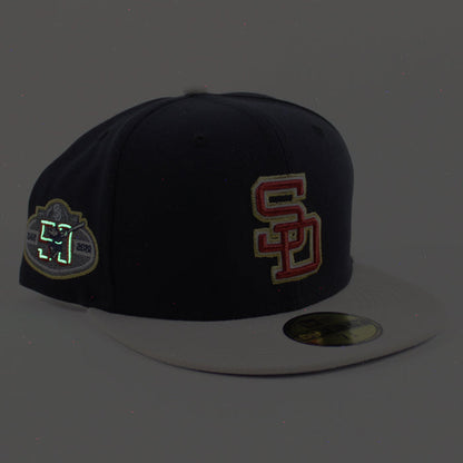 San Diego Padres 50TH ANNIVERSARY New Era 59Fifty Fitted Hat (Navy Stone Gray Under Brim)