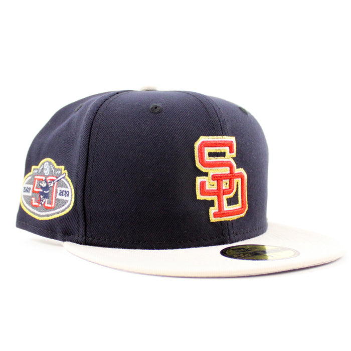 San Diego Padres 50TH ANNIVERSARY New Era 59Fifty Fitted Hat (Navy Stone Gray Under Brim)