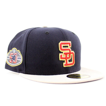 San Diego Padres 50TH ANNIVERSARY New Era 59Fifty Fitted Hat (Navy Stone Gray Under Brim)