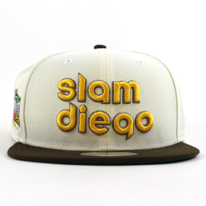 San Diego Padres (Slam Diego) Petco Park New Era 59Fifty Fitted Hat (Chrome White Walnut Green Under Brim)