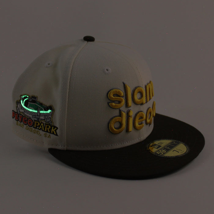 San Diego Padres (Slam Diego) Petco Park New Era 59Fifty Fitted Hat (Chrome White Walnut Green Under Brim)